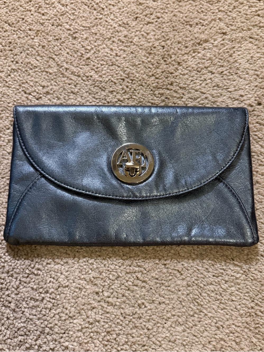 American Eagle Outfitters leather metallic silver clutch bag